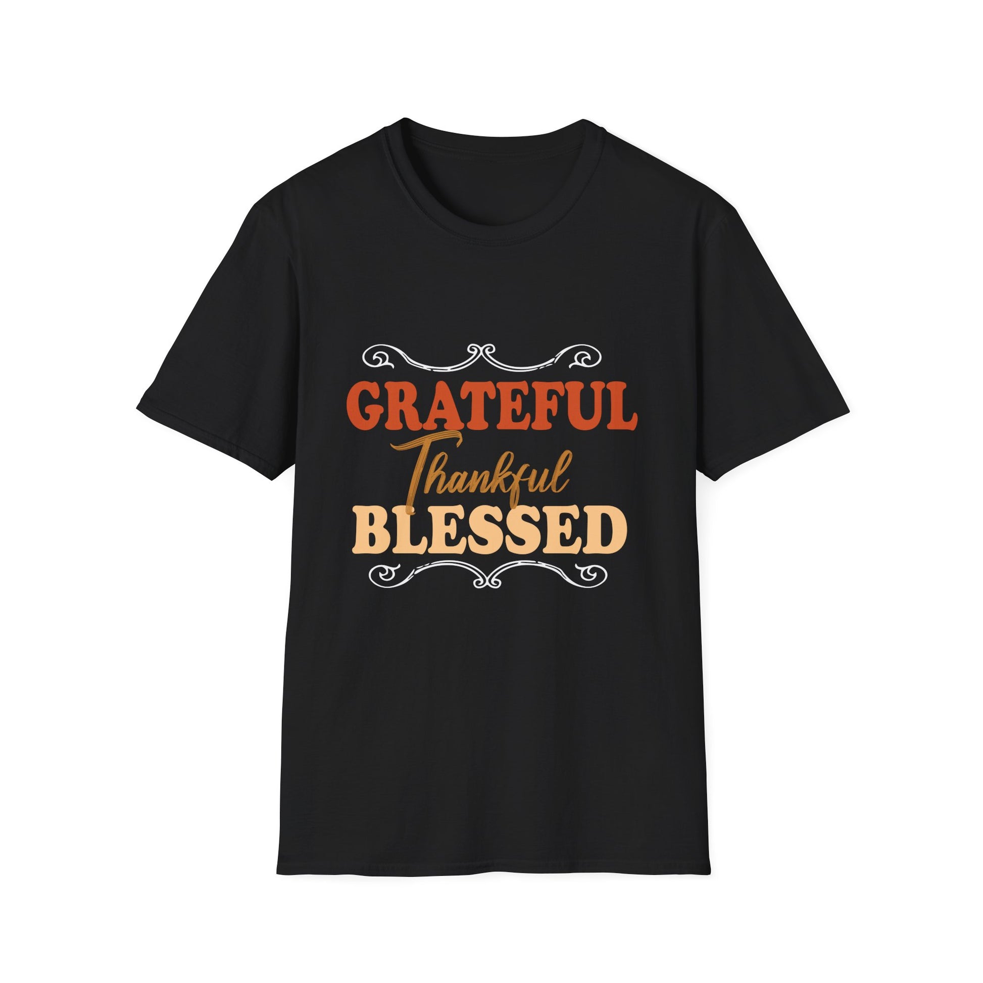 Grateful Thankful Blessed T-Shirt — Thanksgiving Fall Holiday Tee  Unisex T-Shirt