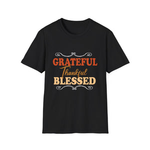 Grateful Thankful Blessed T-Shirt — Thanksgiving Fall Holiday Tee  Unisex T-Shirt