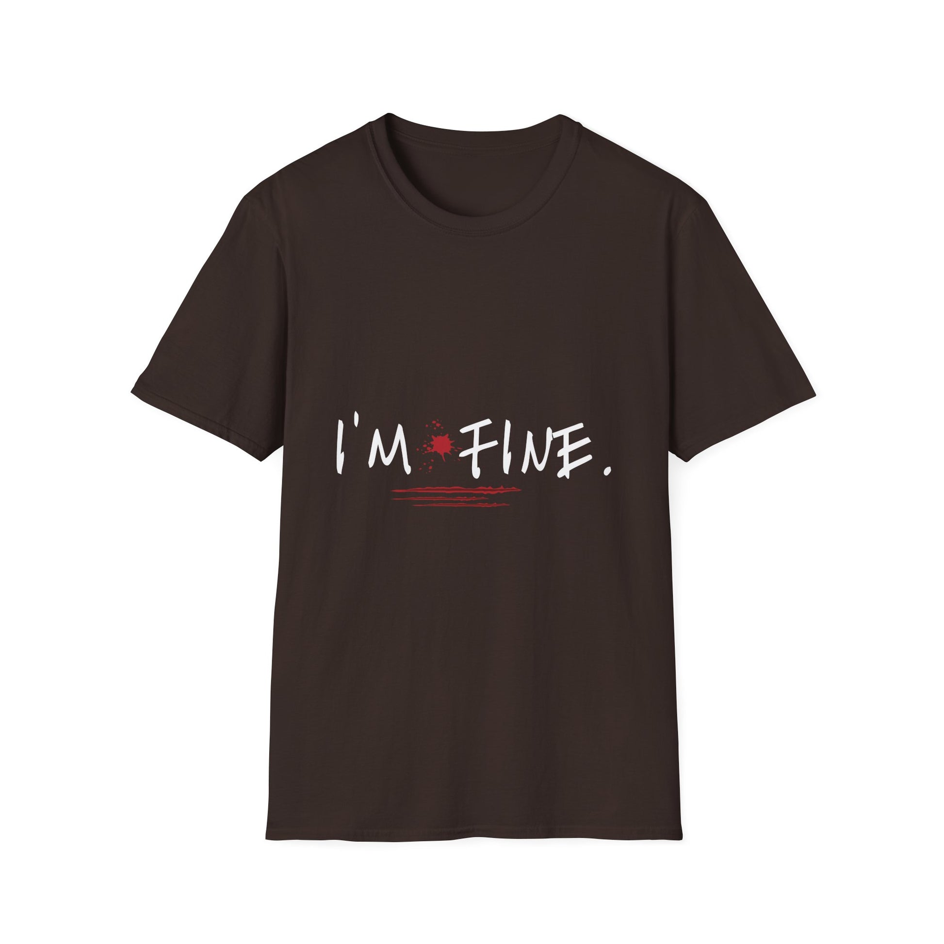 I'm Fine T-Shirt — Dark Humor Graphic Tee with Red Accent