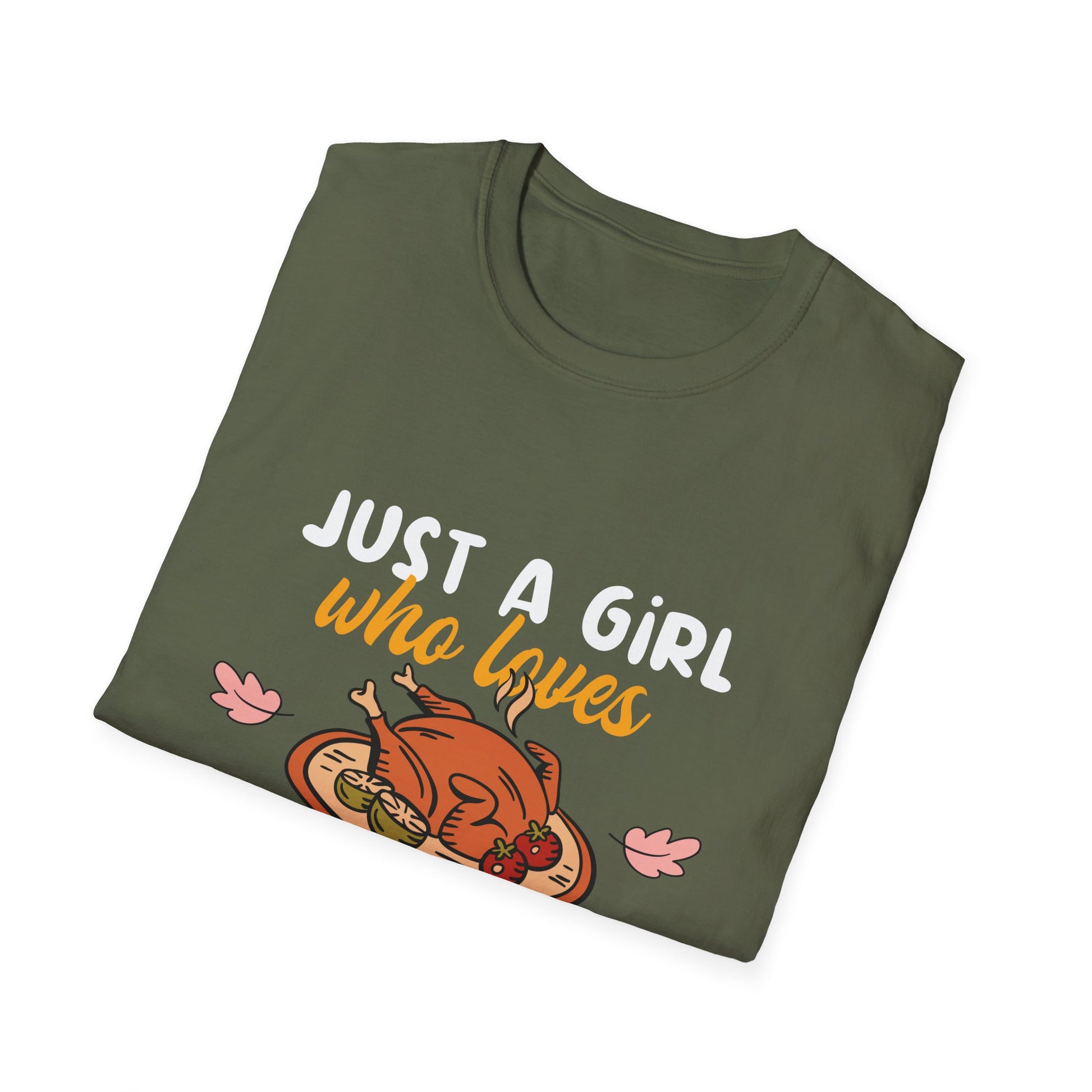 Thanksgiving T-Shirt — "Just a Girl Who Loves Thanksgiving Food" Cute Holiday Tee