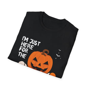 I'm Just Here for the Boos Halloween T-Shirt — Pumpkin Jack-O'-Lantern Boo Tee
