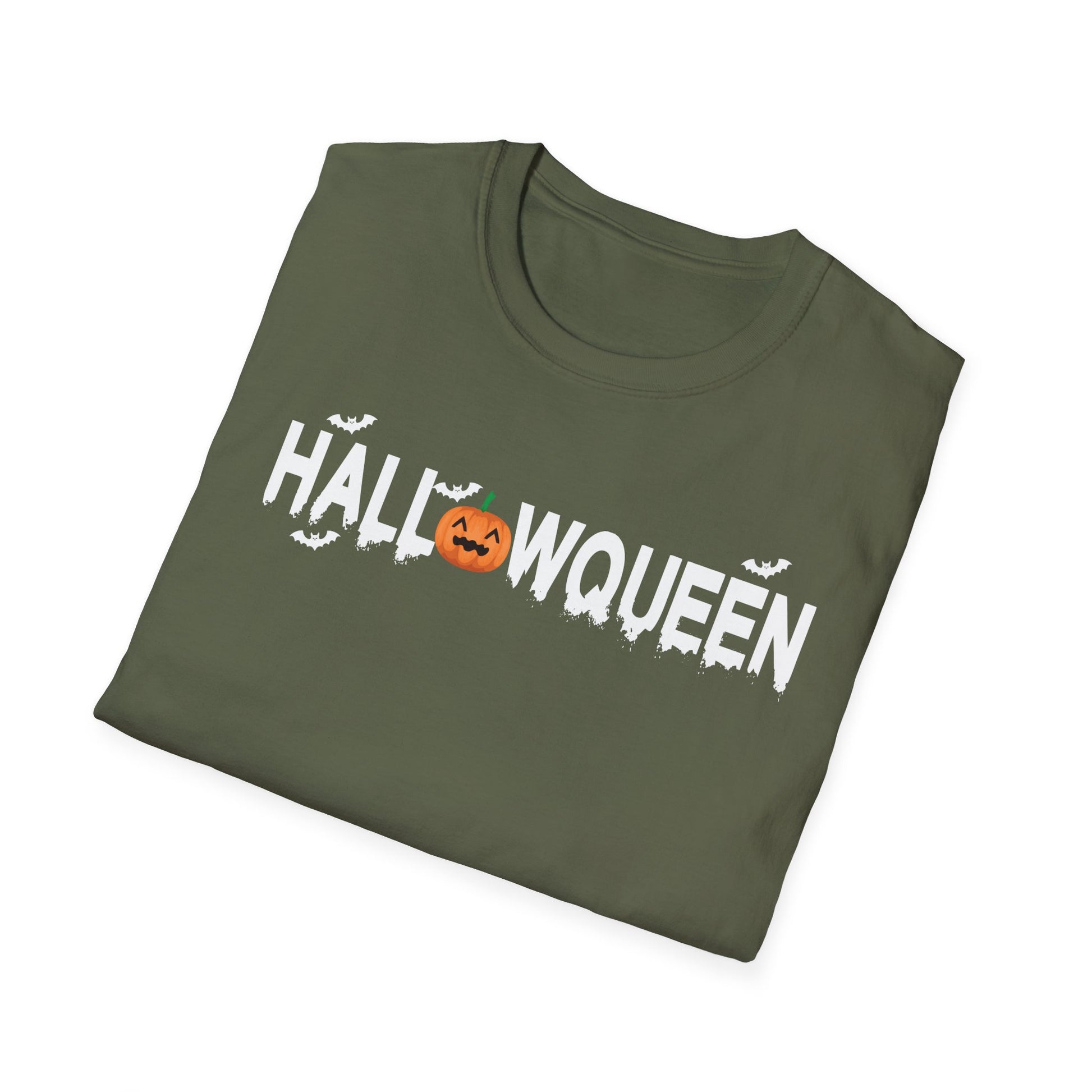 Halloween Queen T-Shirt — Cute Pumpkin & Bat Halloween Tee