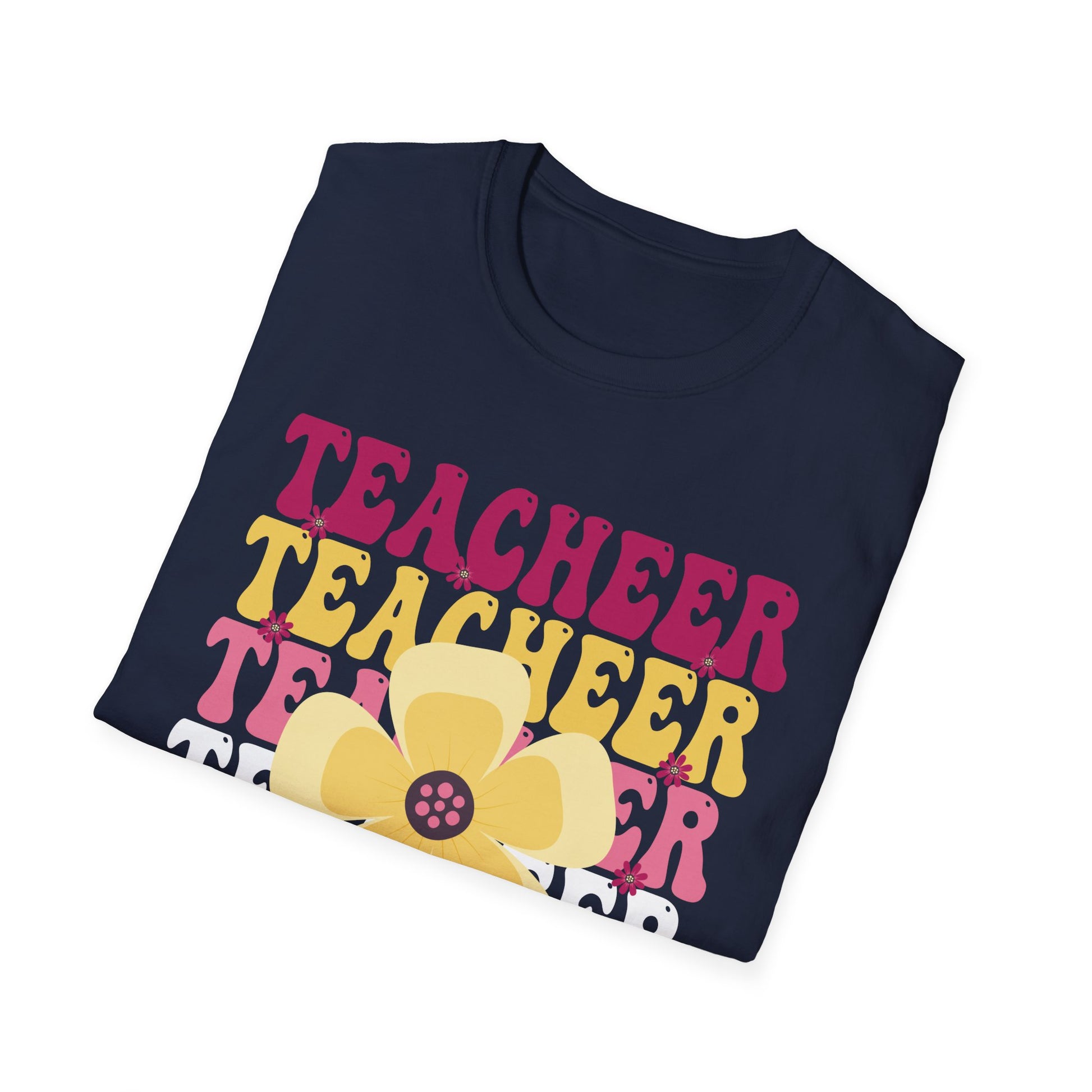 Teacher Floral Retro T‑Shirt — 'TEACHEER' Vintage Typography Teacher Gift