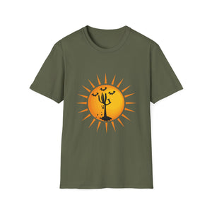Desert Sun Halloween T-Shirt — Spooky Cactus Silhouette Tee
