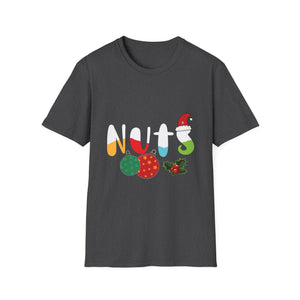 Christmas Nuts Graphic T-Shirt — Festive Holiday Ornaments & Santa Hat Tee