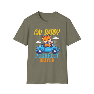 Pop Culture Cat Daddy Purrfect Driver Funny Retro Cat Dad Unisex T-Shirt