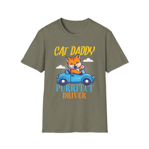 Pop Culture Cat Daddy Purrfect Driver Funny Retro Cat Dad Unisex T-Shirt