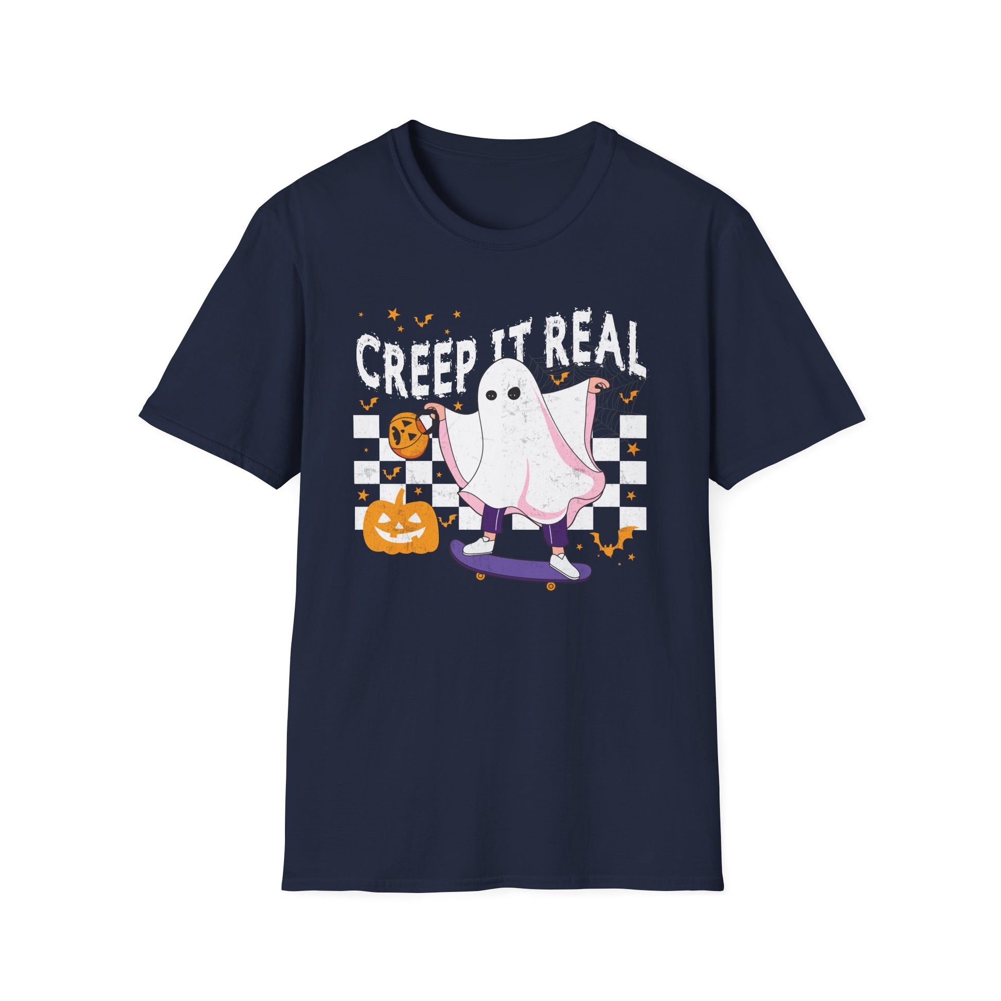 Creep It Real Vintage Ghost Halloween Tee Unisex Softstyle T-Shirt