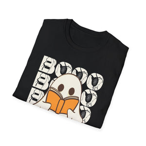 Ghost Reading 'Boo' T-Shirt — Cute Halloween Book Lover Tee