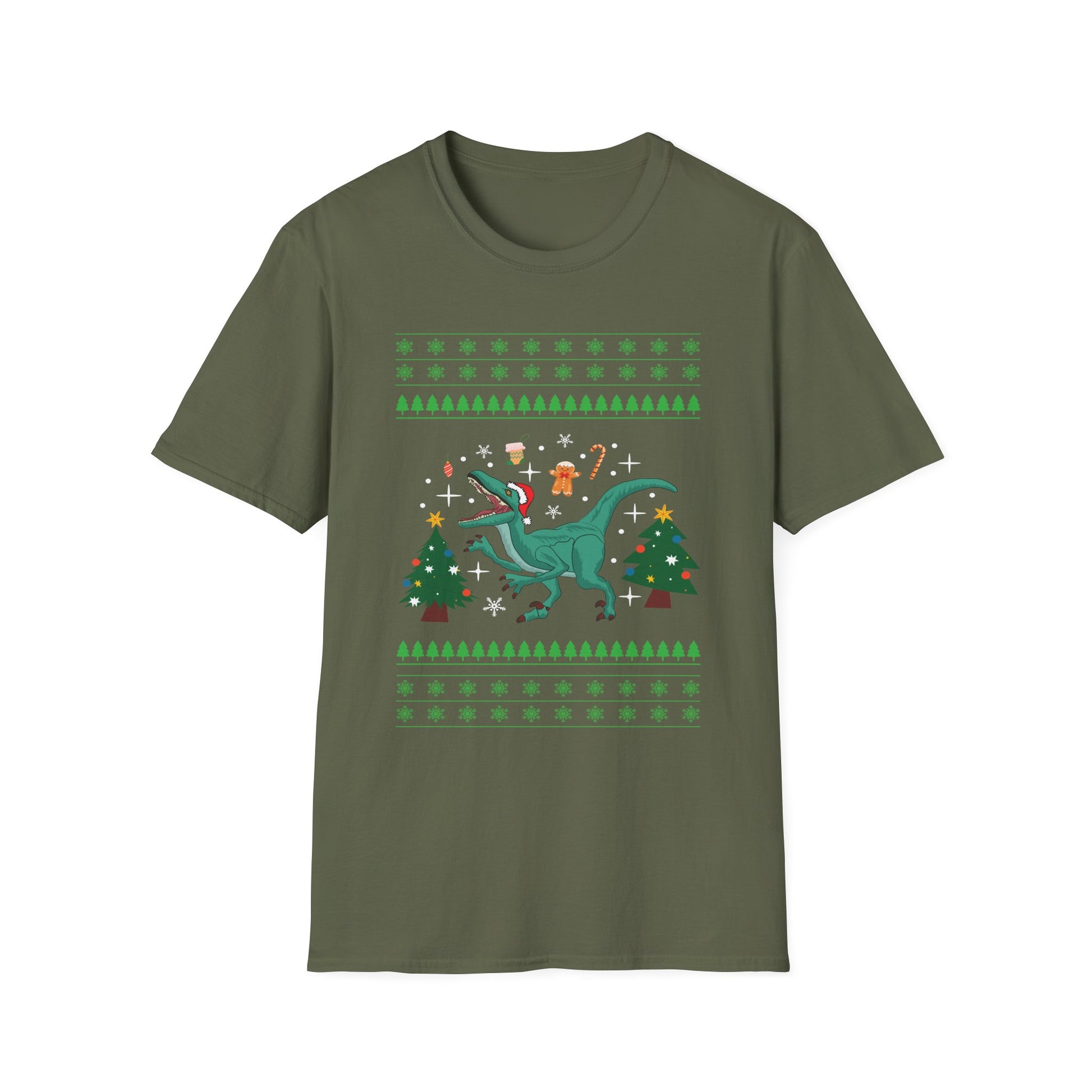 T-Rex Christmas Ugly Christmas Dinosaur Unisex Softstyle T-Shirt