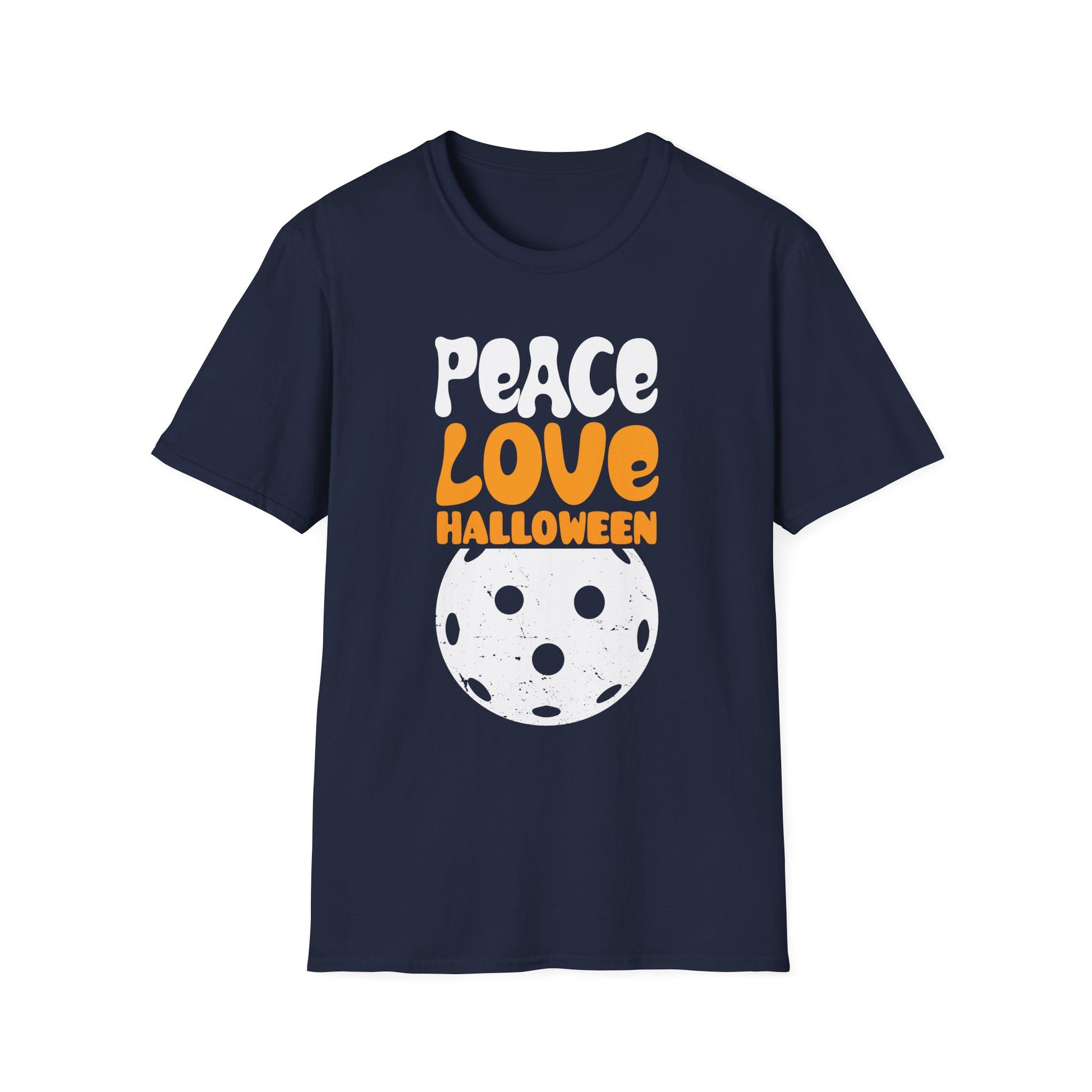 Peace Love Halloween T-Shirt — Retro Pumpkin Moon Graphic Tee
