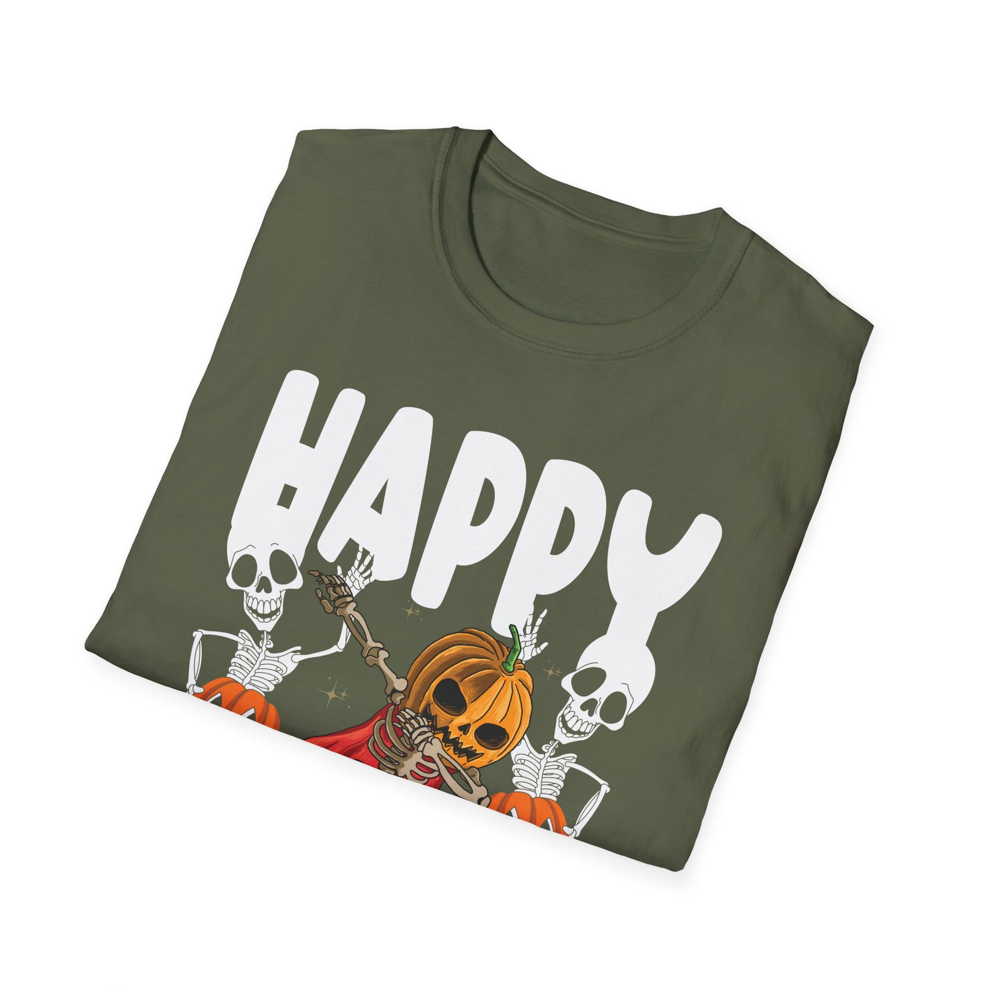 Halloween T-Shirt - "Happy to See Your Face" Pumpkin Skeletons Spooky Graphic Tee