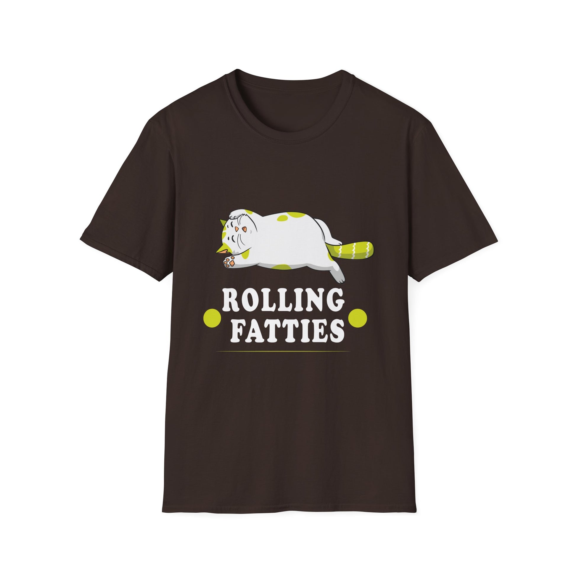 Cat T-Shirt — "Rolling Fatties" Funny Lazy Cat Graphic Tee