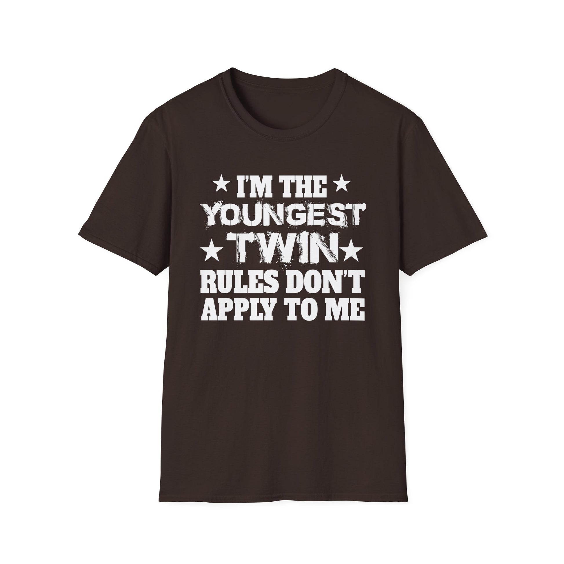 Youngest Twin T-Shirt - "I'm the Youngest Twin Rules Don't Apply to Me" Funny Sibling Tee