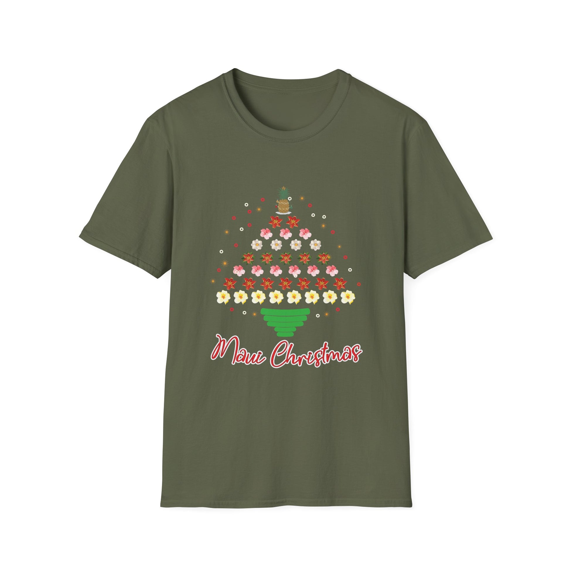 Christmas Flower Tree T-Shirt — "Merry Christmas" Floral Holiday Tee