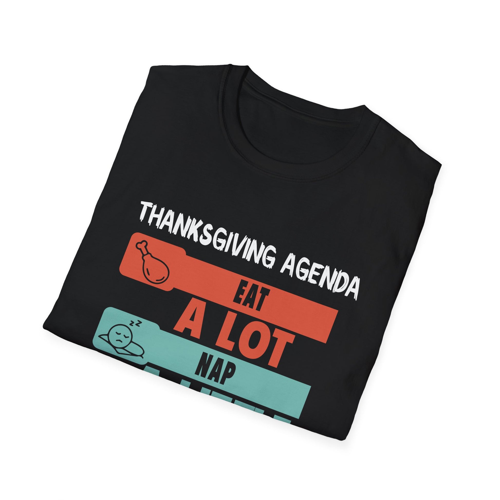 Thanksgiving Agenda T-Shirt — "Eat A Lot, Nap A Little, Watch Football"