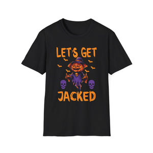 Let’s Get Jacked Halloween T-Shirt — Pumped Pumpkin & Skulls Costume Tee