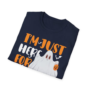 Funny Halloween Costume I'm Just Here for The Boos T-Shirt Unisex Softstyle T-Shirt