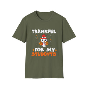 Thankful For My Students T-Shirt — Thanksgiving Teacher Tee with Cute Pilgrim Penguin