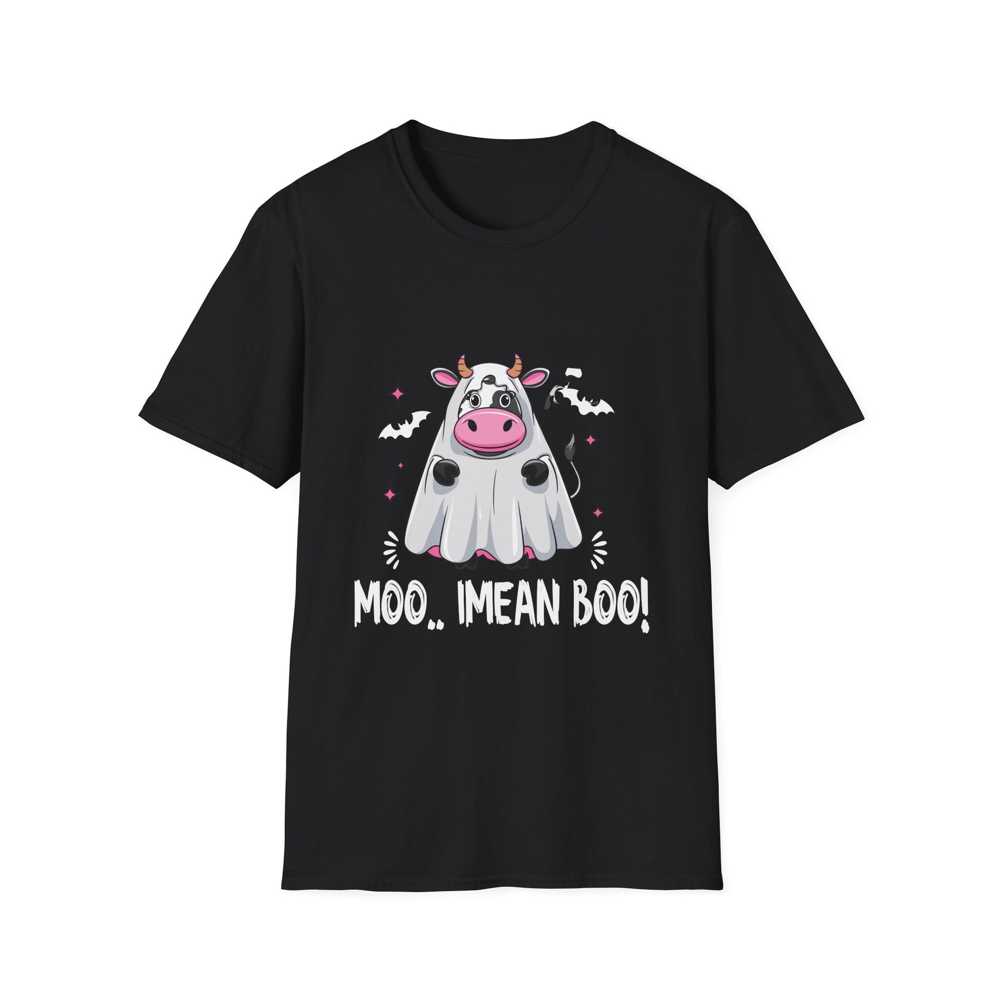 Cow Ghost Halloween T-Shirt — "Moo... I Mean Boo!" Cute Spooky Tee