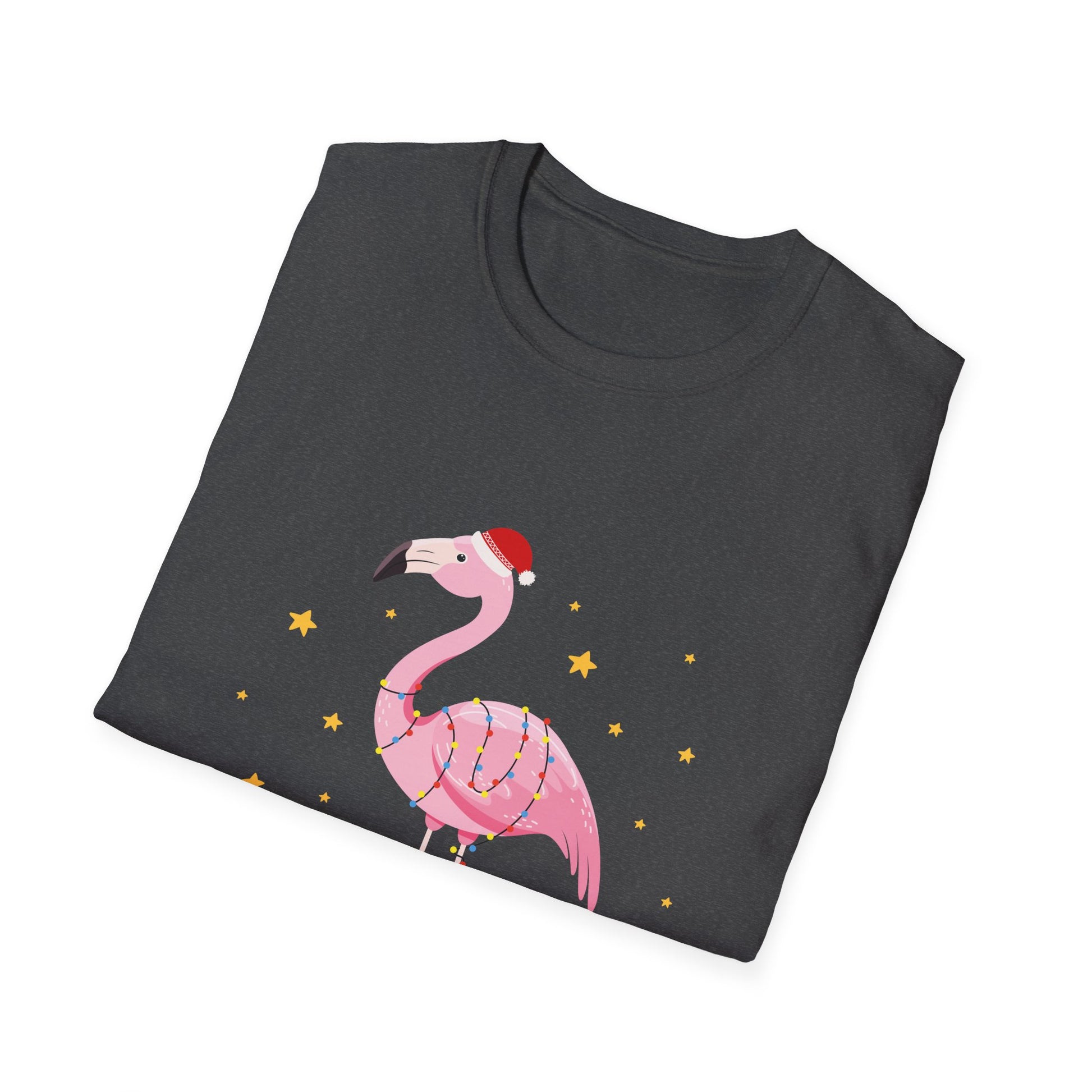 Christmas Flamingo T-Shirt — Festive Pink Flamingo with Santa Hat