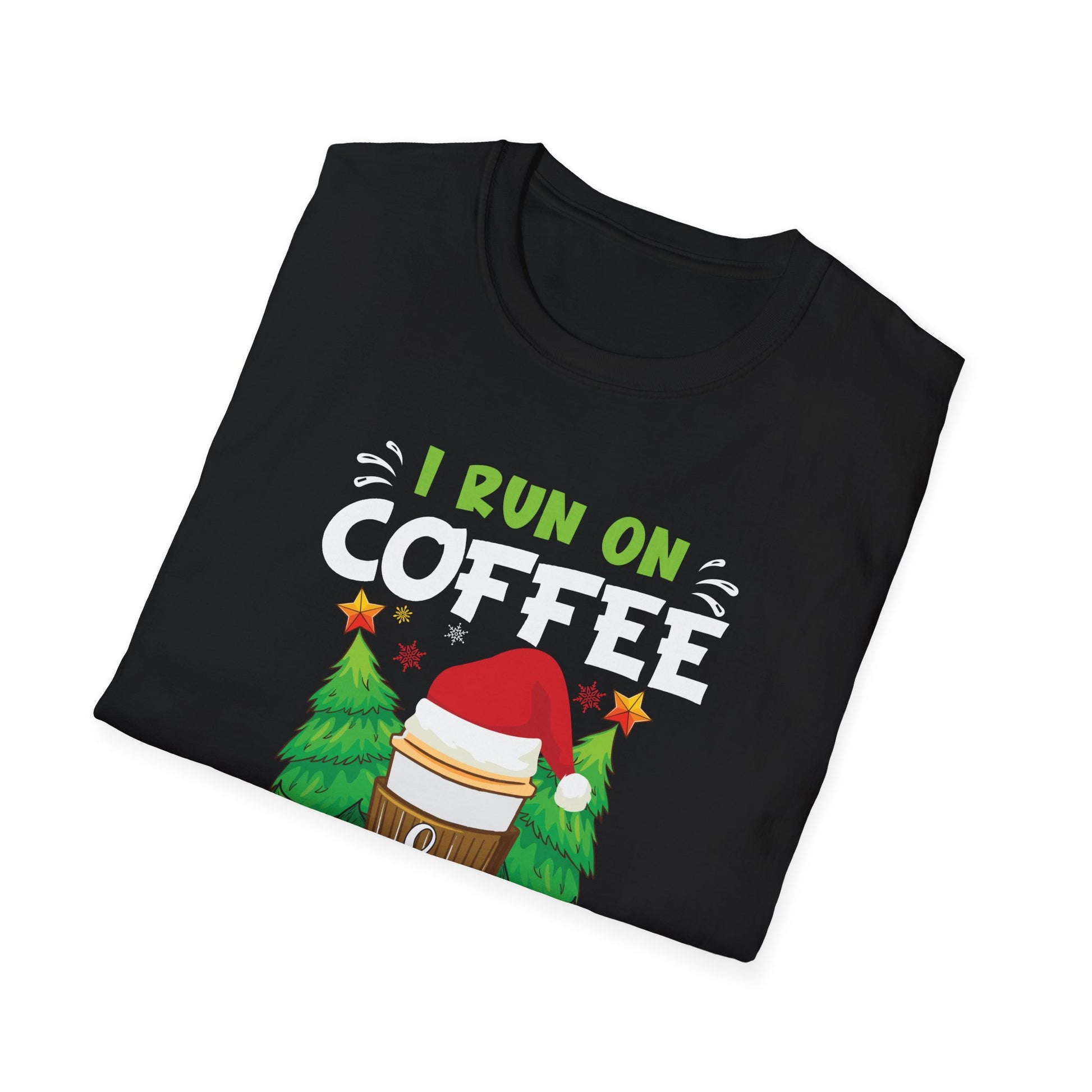 Christmas Coffee T-Shirt — "I Run On Coffee & Christmas Cheer" Holiday Tee