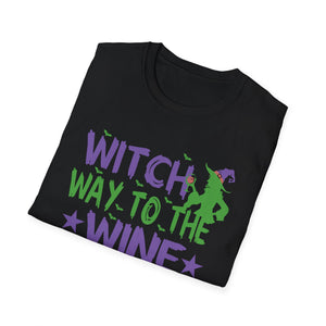 Witch Way To The Wine T-Shirt — Funny Halloween Wine Tee