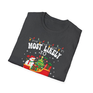 Most Likely To Nap On Christmas Family Christmas Pajamas Unisex Softstyle T-Shirt