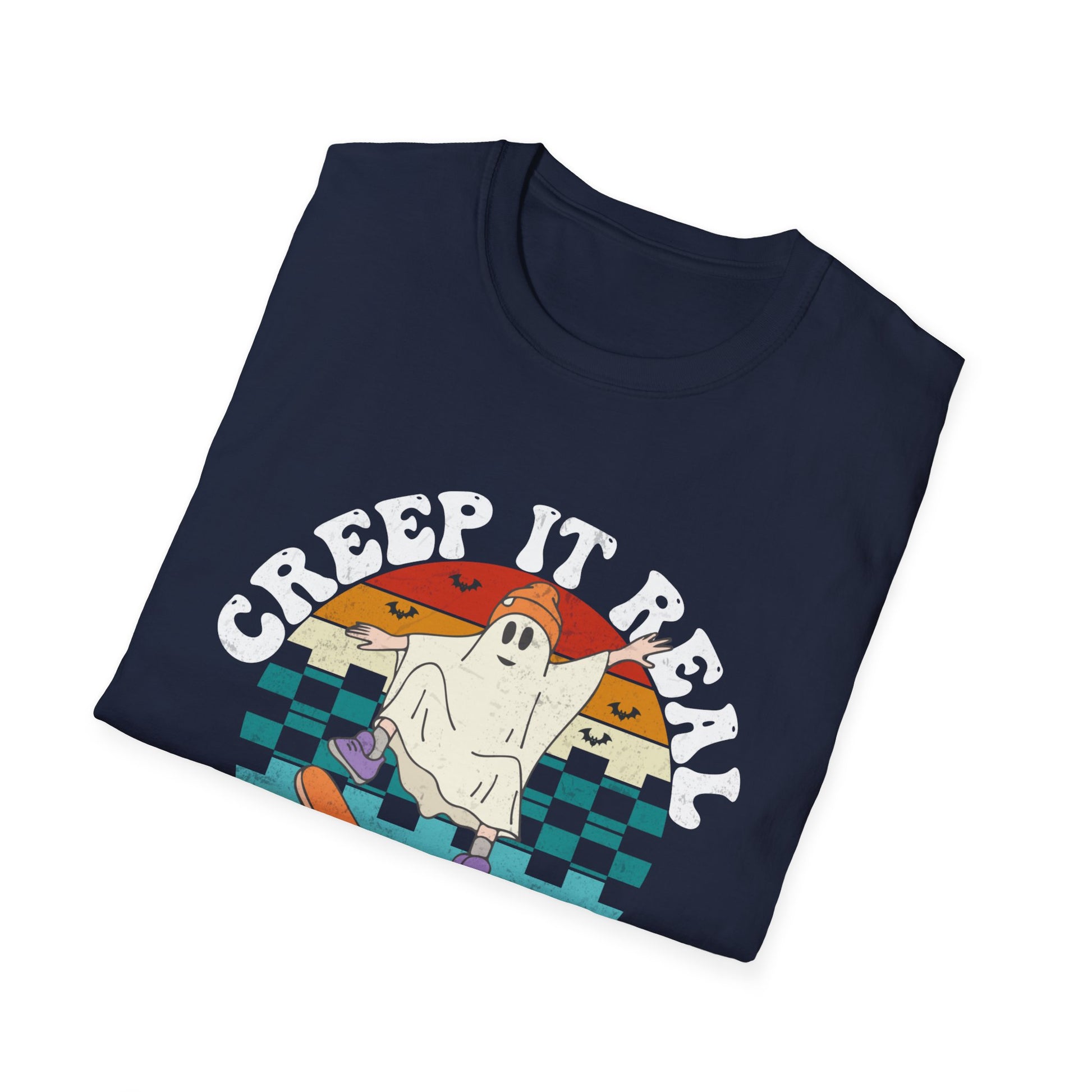 Creep It Real Skate Ghost T-Shirt — Retro Halloween Tee