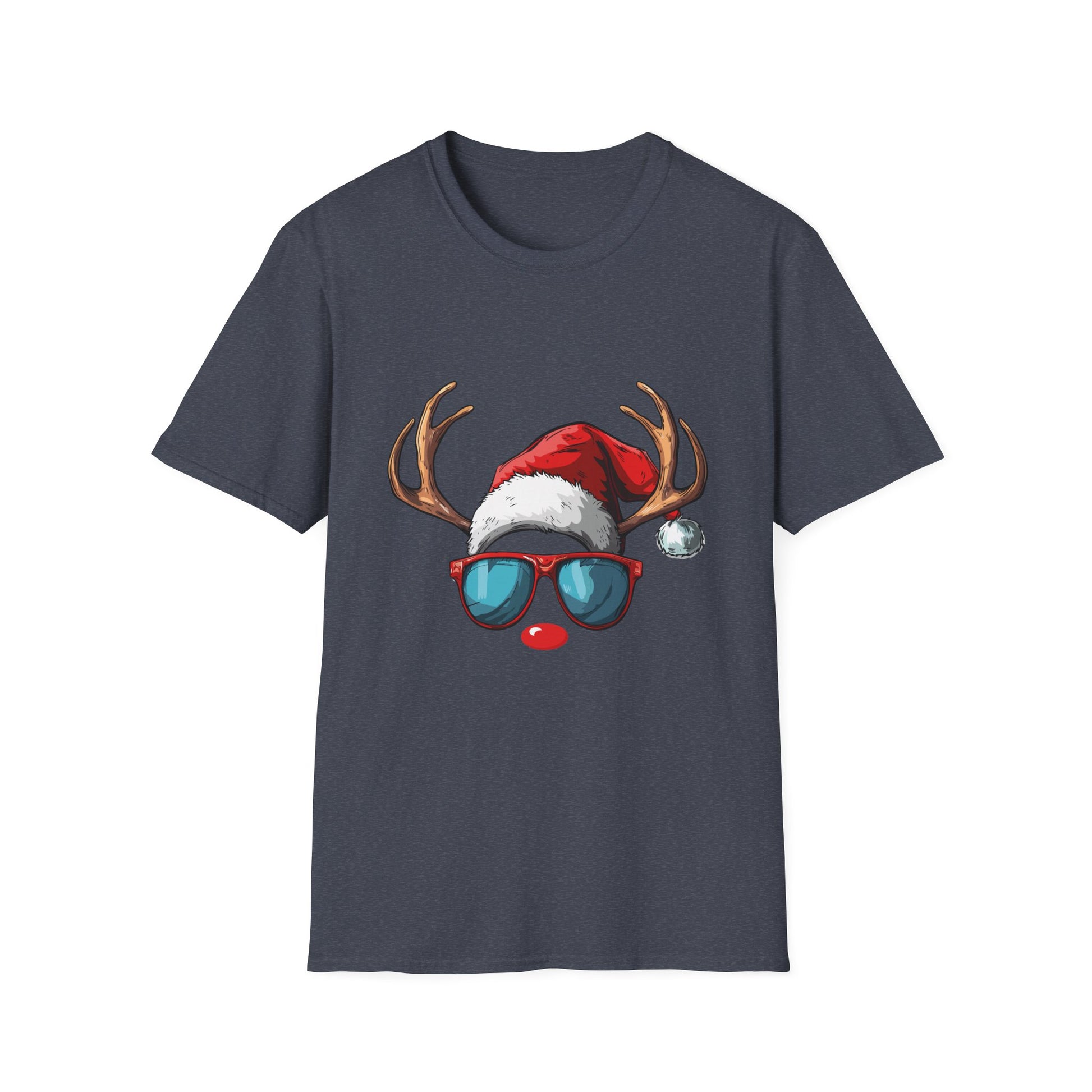 Christmas Reindeer Face Glasses Matching Family Christmas Unisex T-Shirt
