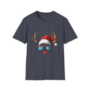 Christmas Reindeer Face Glasses Matching Family Christmas Unisex T-Shirt