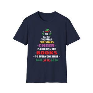 Christmas Book Lover T-Shirt — “The Best Way to Spread Christmas Cheer is Checking Out Books”