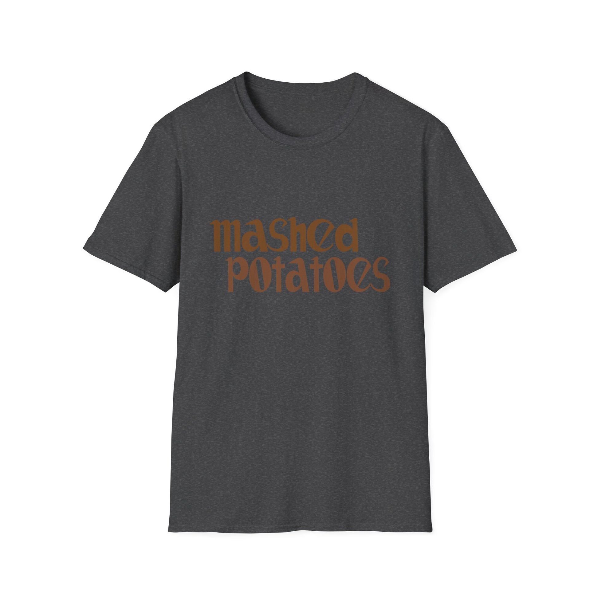 Mashed Potatoes Graphic T-Shirt — Retro Typography Funny Food Tee for Thanksgiving  Unisex T-Shirt