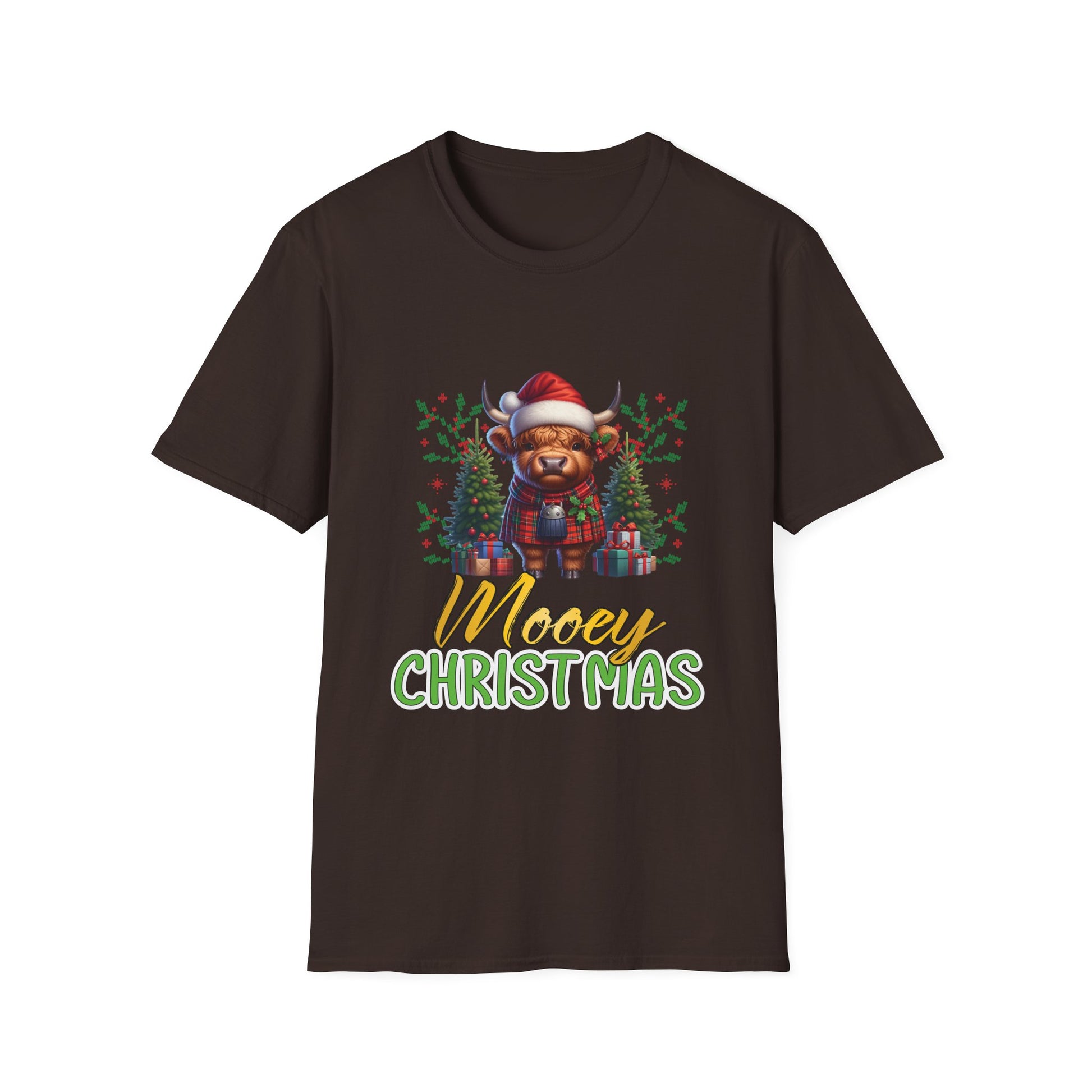 Mooey Christmas Heifer Cow Reindeer Christmas Lights Unisex Softstyle T-Shirt