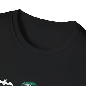 Vampire Cartoon Halloween T-Shirt — Retro Striped Dracula with Pumpkin