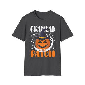 Grandad of the Patch Halloween T-Shirt — Pumpkin Witch Hat Grandpa Tee