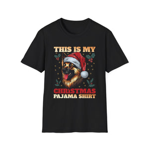 Christmas Pajama Shirt T‑Shirt – German Shepherd in Santa Hat (This Is My Christmas Pajama Shirt)