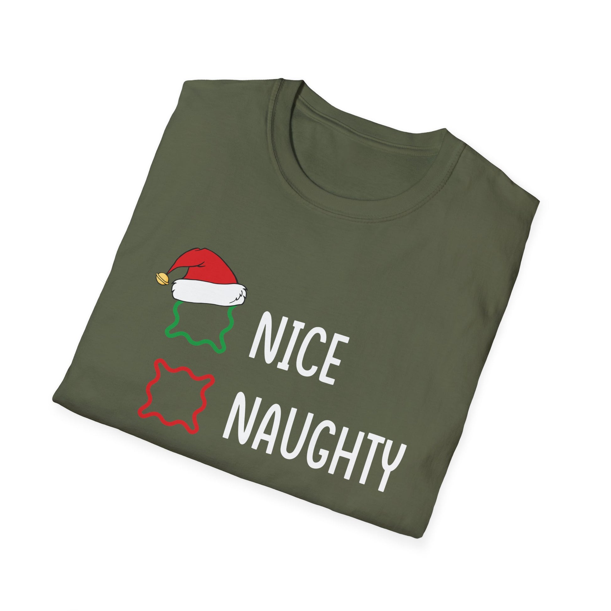 Nice Naughty I Swear I Tried Christmas List Xmas Santa Claus Unisex Softstyle T-Shirt