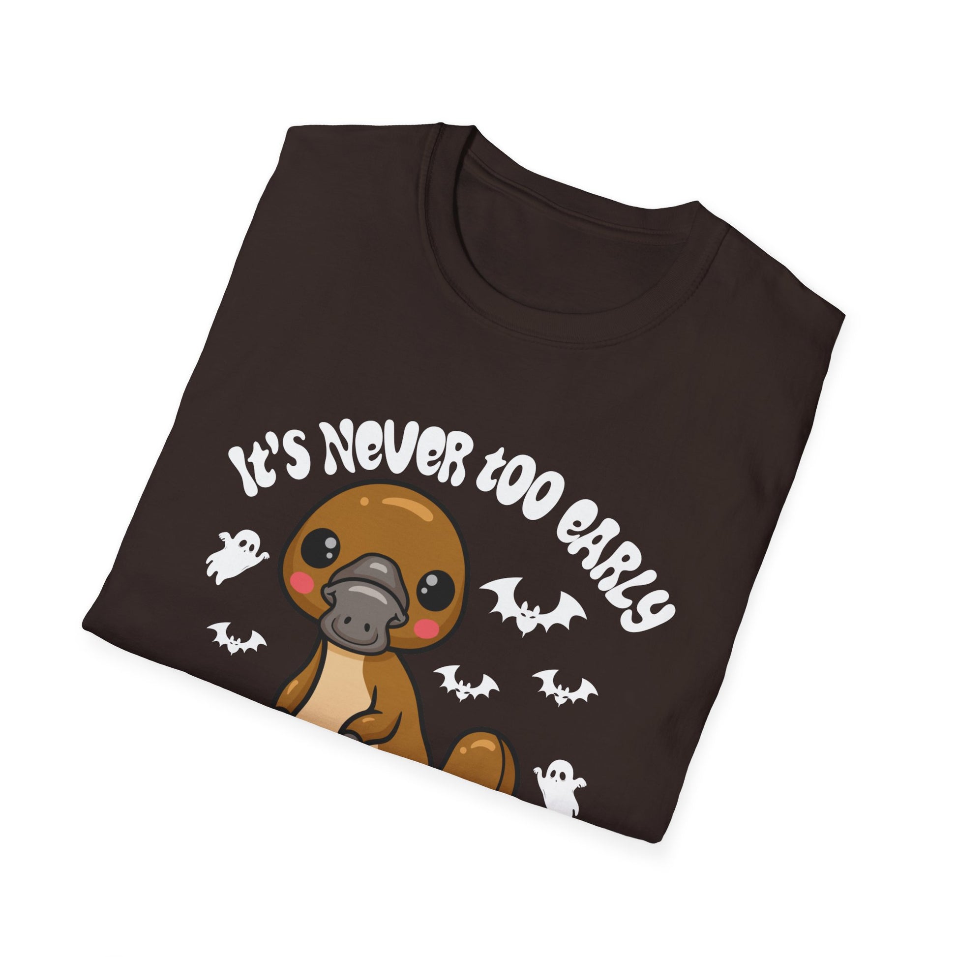 Halloween Platypus T-Shirt - "It’s Never Too Early for Halloween" Cute Spooky Tee