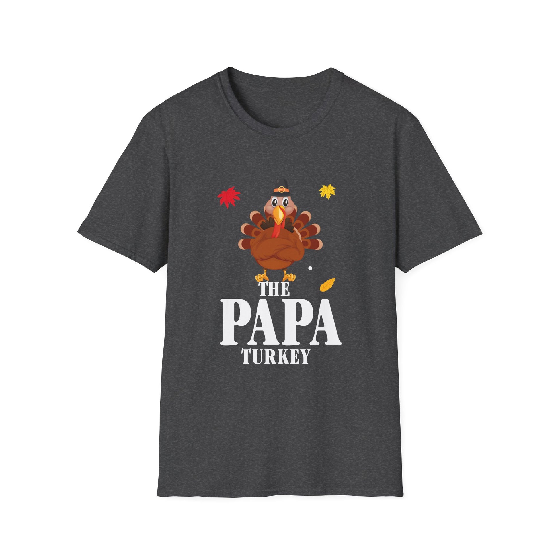 Papa Turkey T-Shirt — Thanksgiving Dad Tee with Cute Pilgrim Turkey Design
