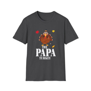 Papa Turkey T-Shirt — Thanksgiving Dad Tee with Cute Pilgrim Turkey Design