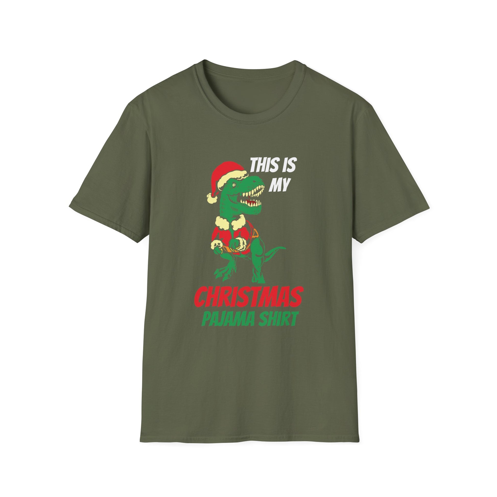 Christmas Pajama Shirt T‑Shirt — Funny T‑Rex in Santa Hat "This Is My Christmas Pajama Shirt"