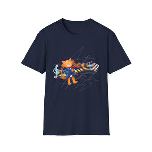 Cat Musician T-Shirt — Colorful Dancing Cat with Musical Notes
