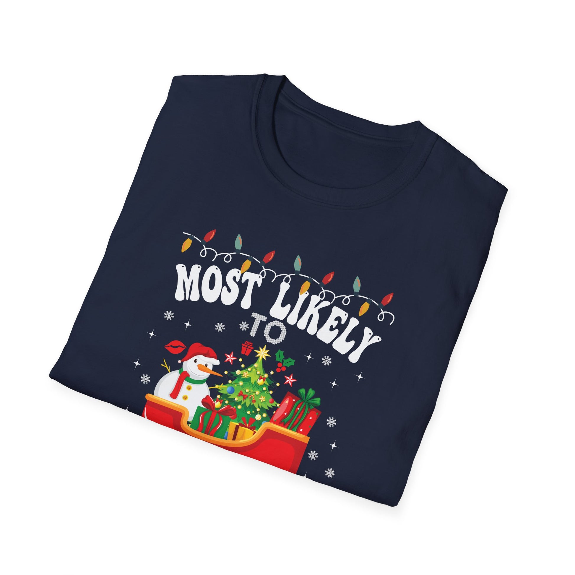 Most Likely To Nap On Christmas Family Christmas Pajamas Unisex Softstyle T-Shirt