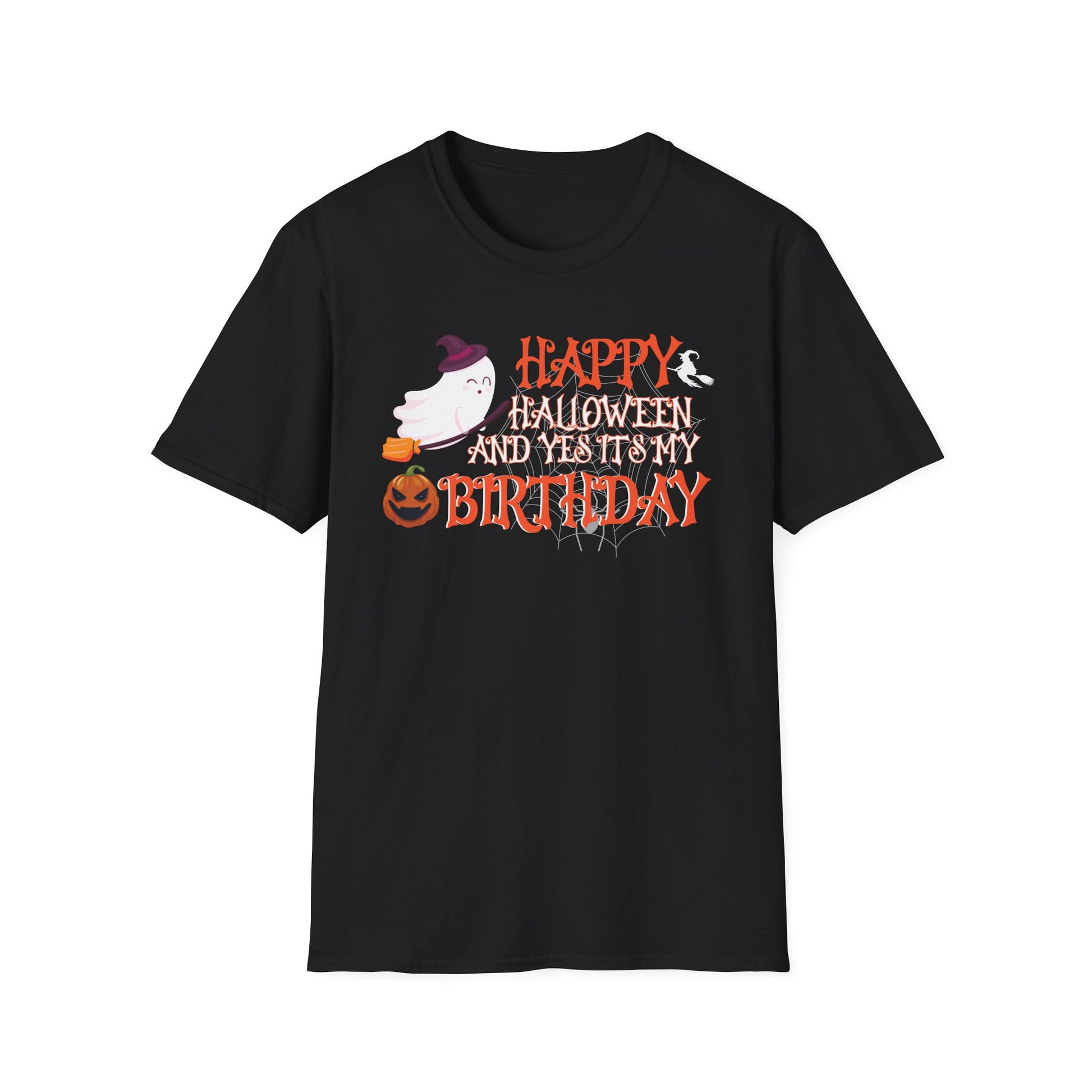 Halloween Birthday T-Shirt – "Happy Halloween and Yes It’s My Birthday" Ghost Tee