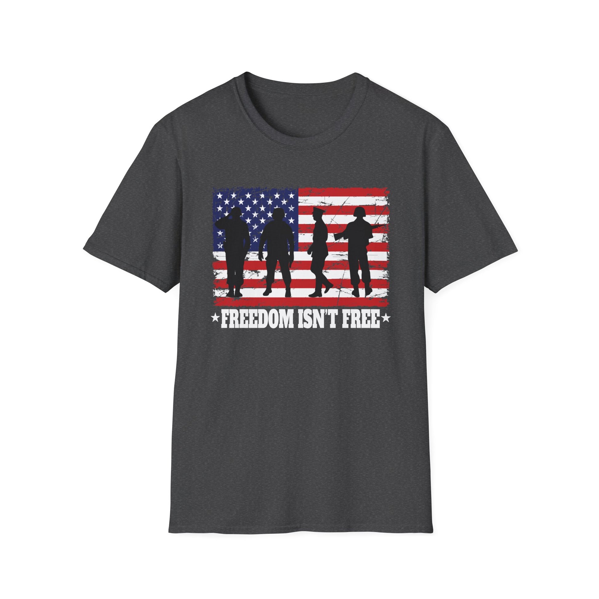 T-Shirt - "Freedom Isn't Free" American Flag Military Silhouette Tee