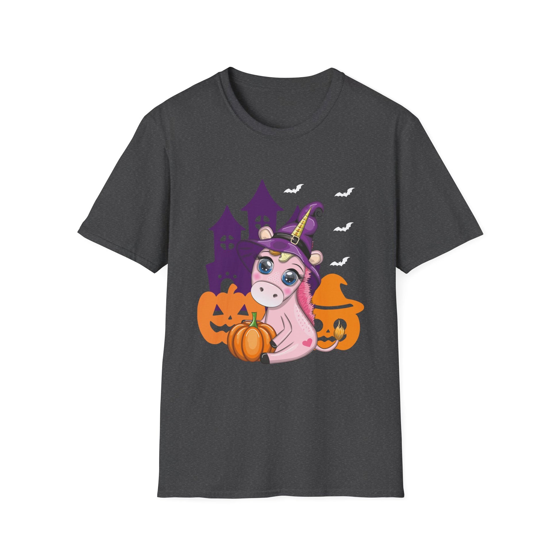 Cute Witch Unicorn Halloween Pumpkin Girls Women Halloween Tee
