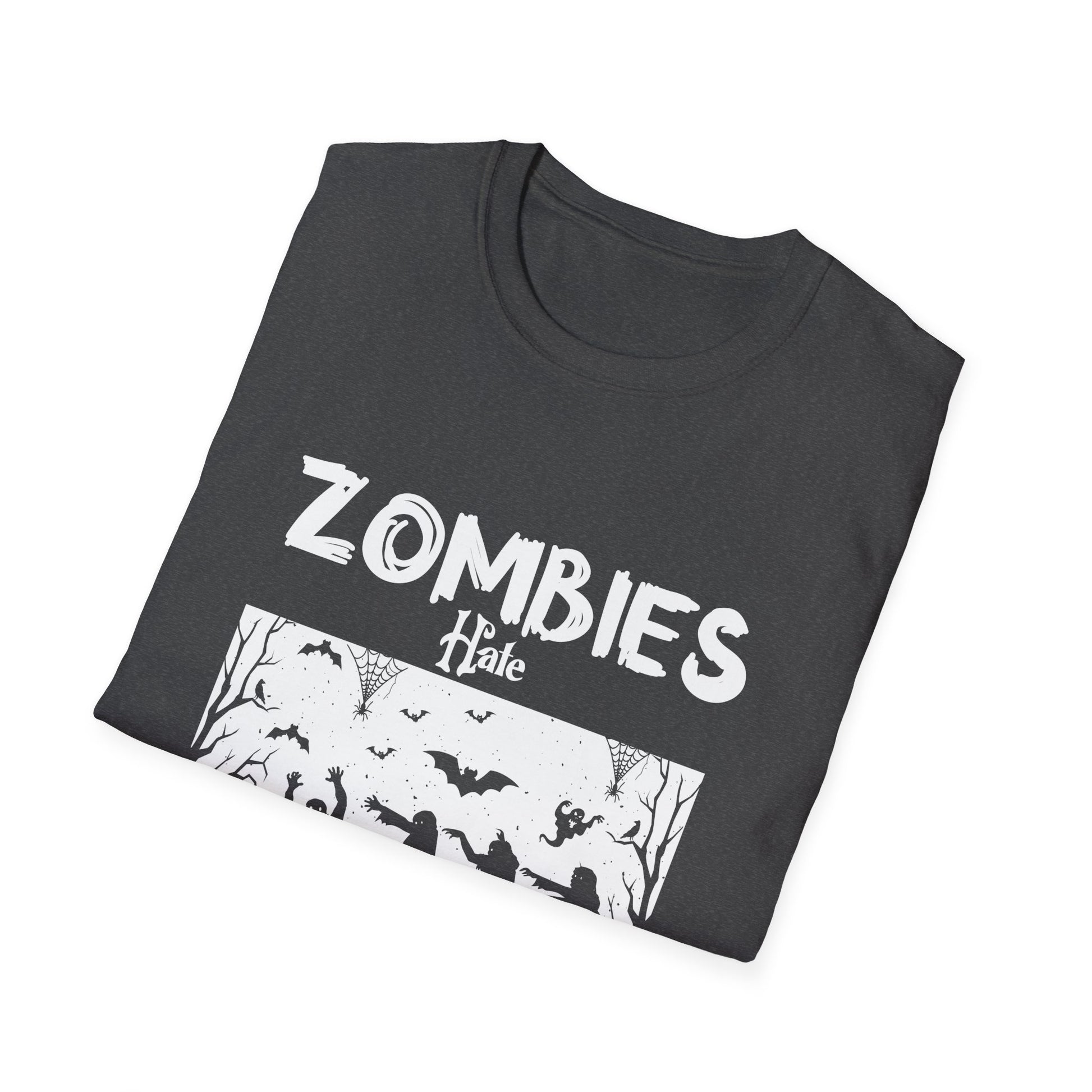 Zombies hate fast food Halloween Fan Funny Halloween T-Shirt-productor-mockup