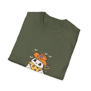 Cute Ghost in Cowboy Hat T-Shirt — Western Halloween Graphic Tee
