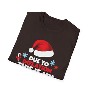 Funny Christmas T‑Shirt — “Due to Inflation This Is My Ugly Christmas Sweater”